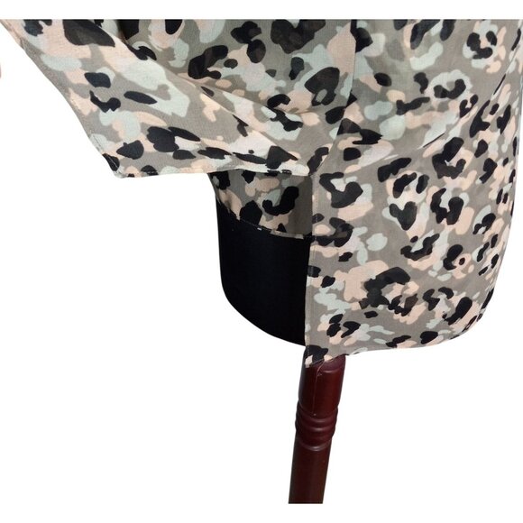 Cabi Size S Tank Top Camouflage Print Tiered Cold Shoulder Pleated Sheer 5360 - Picture 8 of 11